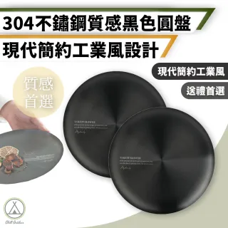 【Chill Outdoor】工業風 304不鏽鋼圓形餐盤 直徑22cm(露營餐盤 露營盤子 不銹鋼盤 盤子水果盤)