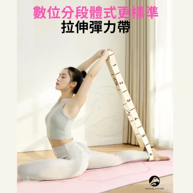 【Michael Fitness 麥克健身】12段數字分段彈力帶 彈力帶 體式引導拉力帶 阻力帶 健身彈力繩 瑜珈拉伸