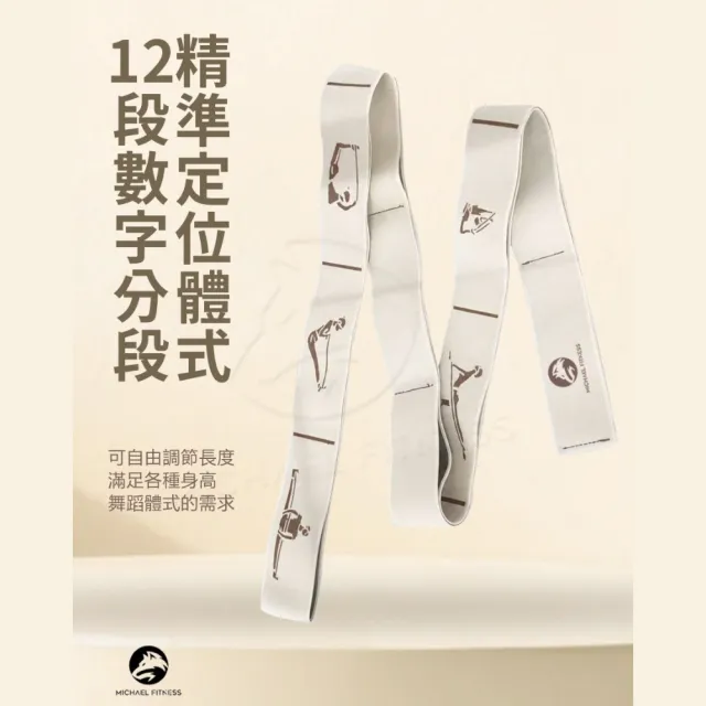 【Michael Fitness 麥克健身】12段數字分段彈力帶 彈力帶 體式引導拉力帶 阻力帶 健身彈力繩 瑜珈拉伸