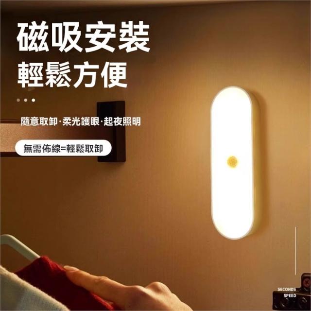 磁吸智能人體感應燈2入(USB充電式 壁燈 夜燈 走廊燈)