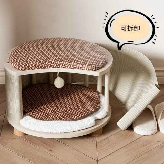 【匠俱】半封閉夏季貓窩 40*23cm貓房 貓屋（實木貓窩 夏季專用貓床 可拆卸貓窩 耐磨通風透氣睡窩 7kg以內）