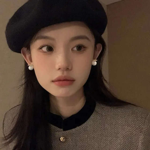 【LEESA】耳飾\仿珠耳釘\簡約耳環\飾品\韓國飾品\小眾設計\耳環女\耳針\復古耳環\925純銀\高級感\耳環