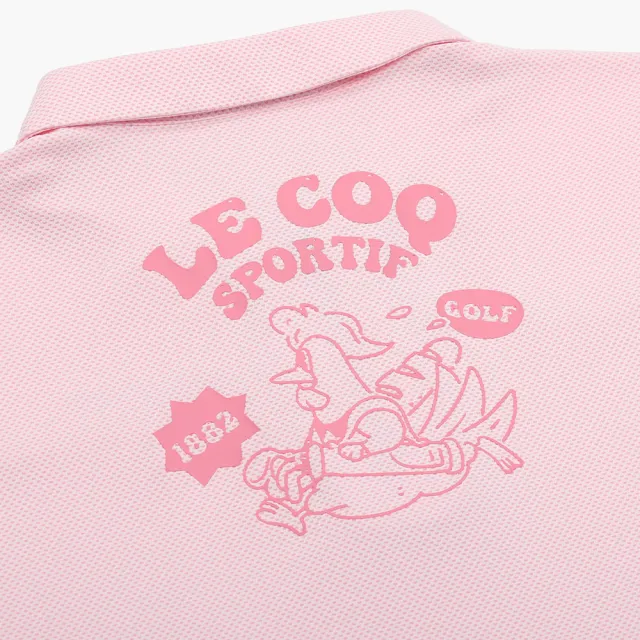 【LE COQ SPORTIF 公雞】高爾夫系列 女款粉紅色吸汗速乾彈性防曬短袖POLO衫 QLX2T204