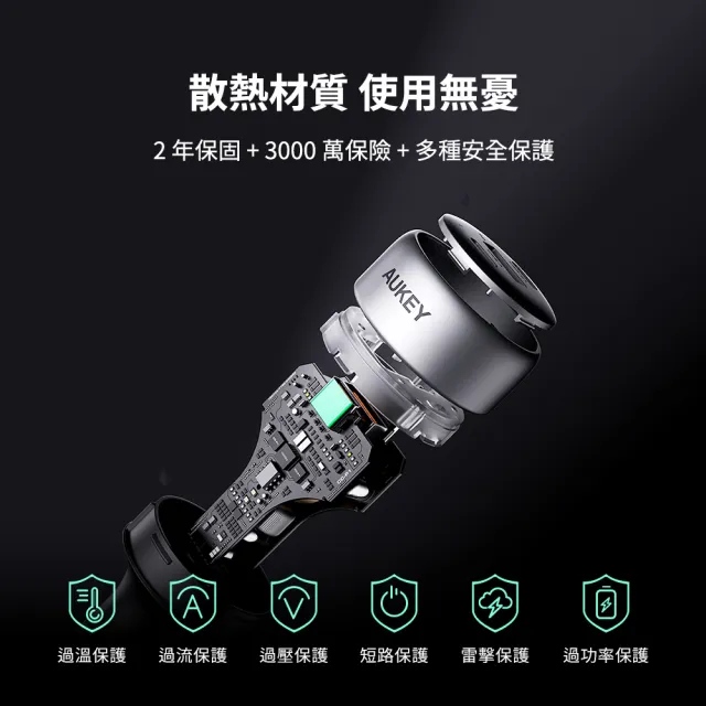 【AUKEY】三孔165W PD快充車用充電器/點菸器 CC-P4(三孔輸出 十倍快充)