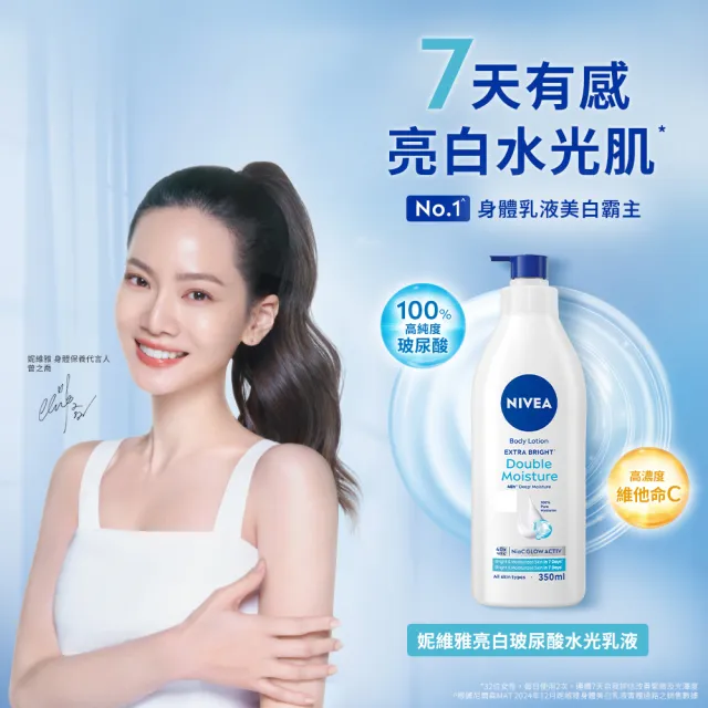 【NIVEA 妮維雅】新品上市★妮維雅亮白玻尿酸水光乳液350mlx2入(身體乳/美白)