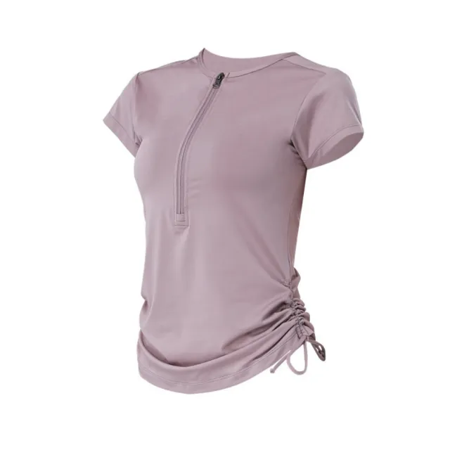 【米蘭精品】雙11優惠 女☆短袖運動服T恤瑜珈服親膚透氣速乾瑜伽服運動上衣跑步修身顯瘦(收腰5色t1ld2)