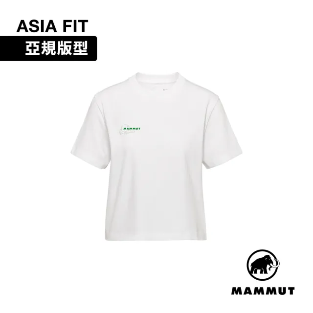 【Mammut 長毛象】Mammut Base Cropped T-Shirt AF Glacier W 有機棉短版短袖T恤 白色 女款 #1017-07470