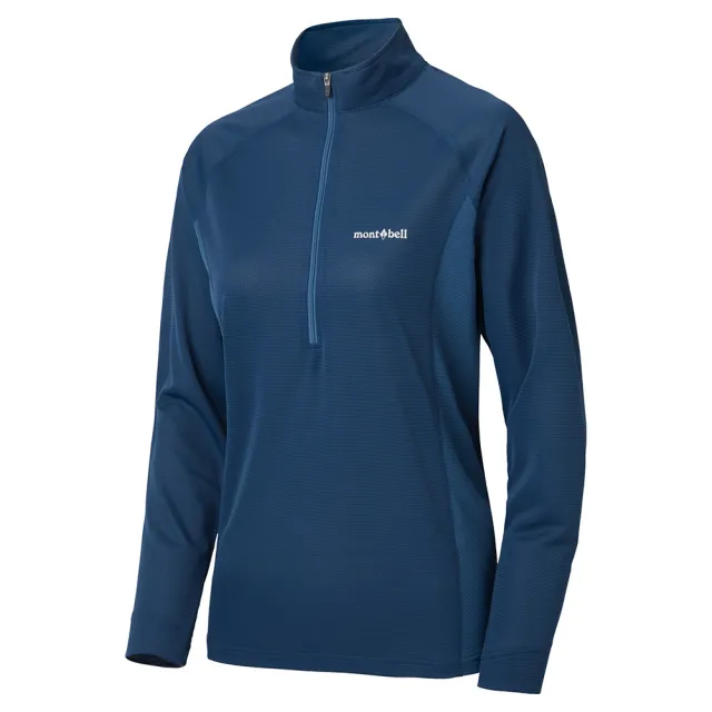 【mont bell】Cool Ls Zip Shirt女款長袖半門襟 1114632NV海軍藍 PU紫 YL黃