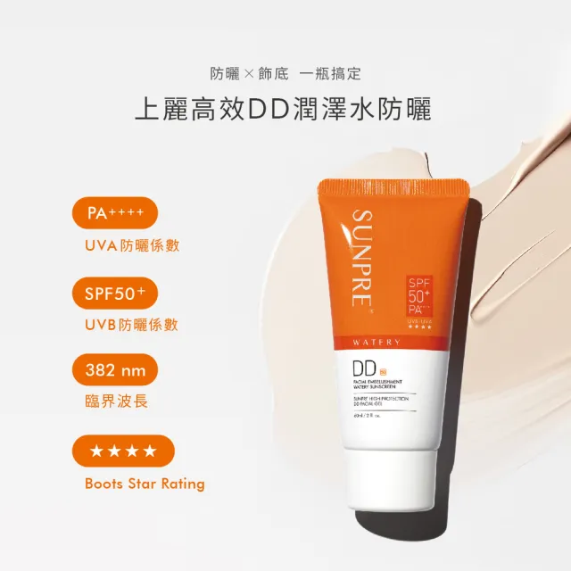 【荷麗美加】上麗高效DD潤澤水防曬60ml-2入組(潤色防曬/SPF50+/PA++++/防曬/美白)