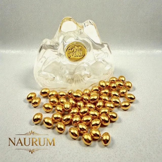 (NAURUM)黃金金豆純金金蛋0.05錢10入組附贈精美琉璃招財進寶收納瓶