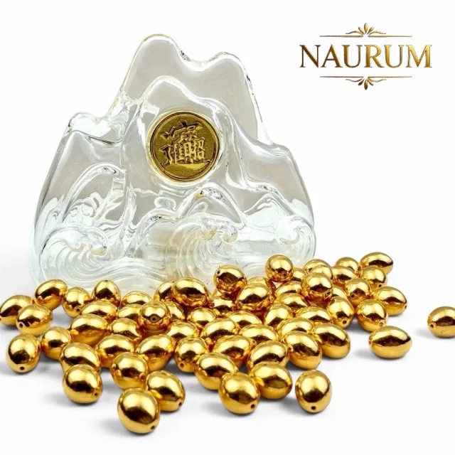 (NAURUM)黃金金豆純金金蛋0.05錢10入組附贈精美琉璃招財進寶收納瓶