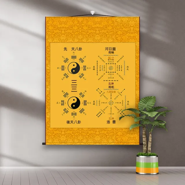 壹品印象太極八卦圖80*105cm 八卦太極圖掛畫河圖洛書五行風水捲軸玄關