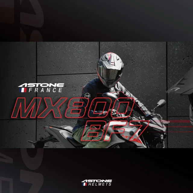 【ASTONE】官方直營-MX800B BF7 彩繪款全罩式安全帽(平黑/紅 平光黑/銀 白/藍)