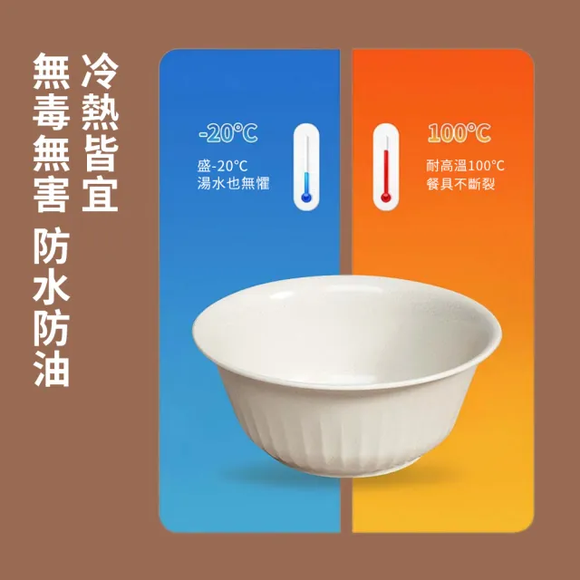 【FAJI】食品級稻殼碗筷10人套 新款環保可降解餐具 家用野餐一次性餐盒 稻殼餐具 環保餐具