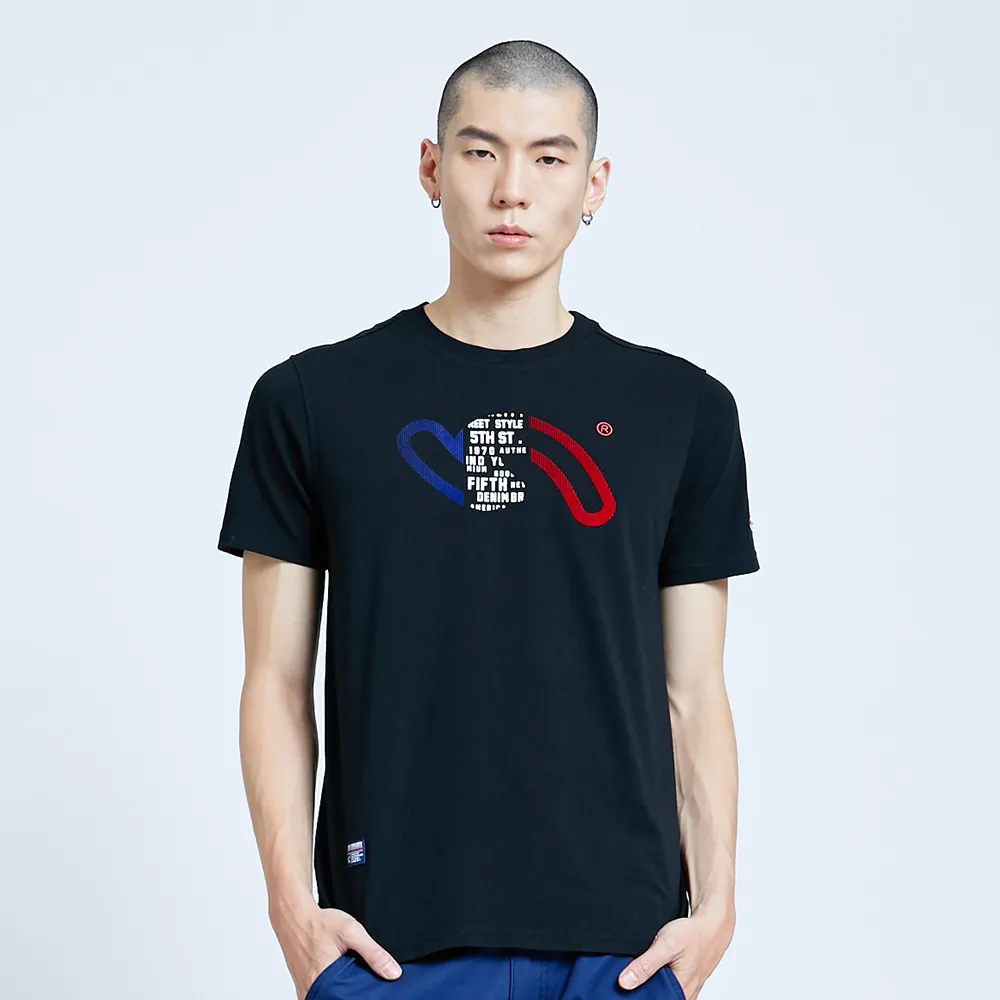 【5th STREET】男LOGO文字印花短袖T恤-黑色
