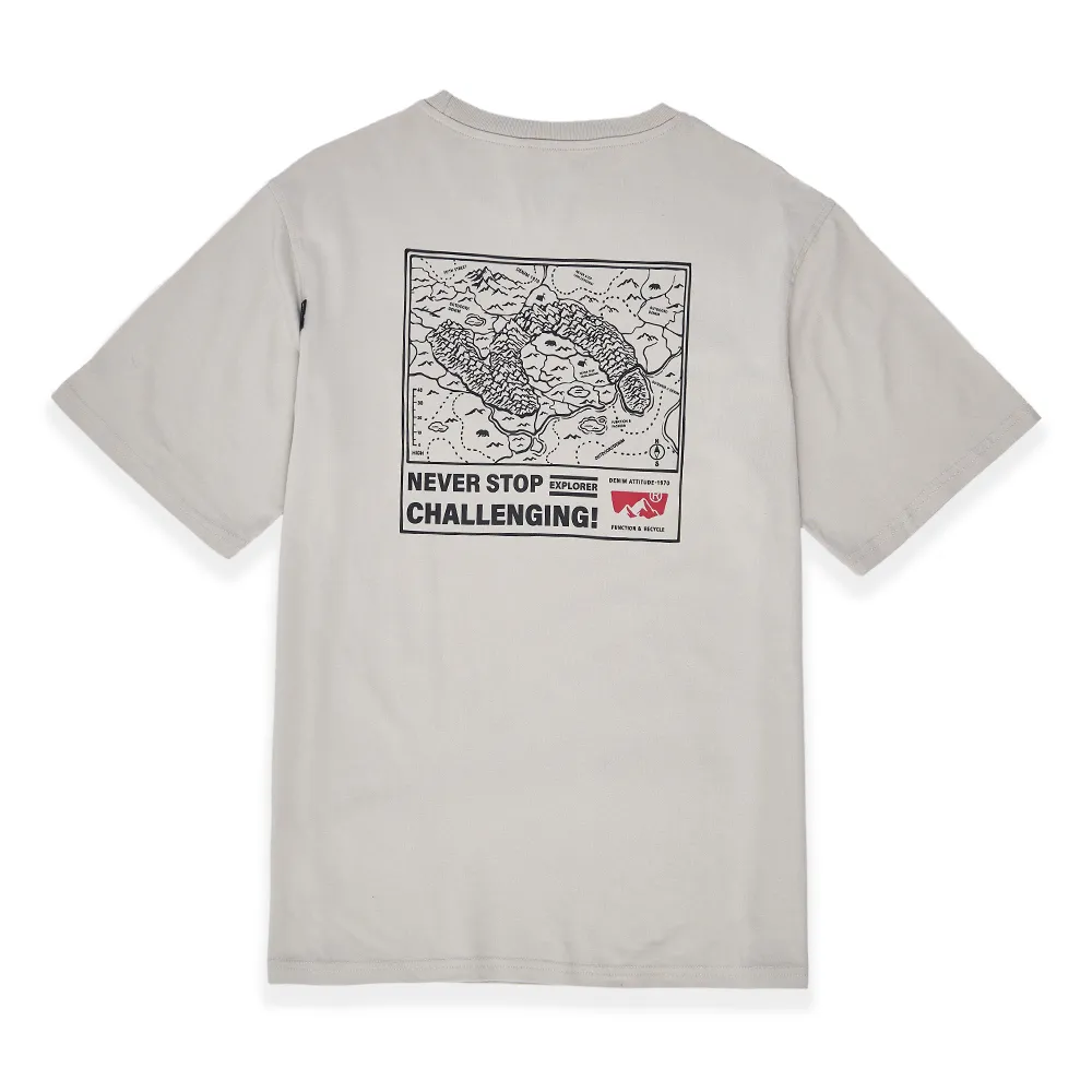 【5th STREET】男裝 短袖 短t 上衣 t恤 TEE 山脈 logo 印花 灰色(570953)
