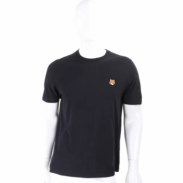 【Maison Kitsune】品牌狐狸頭補丁黑色純棉短袖TEE T恤-男女可穿