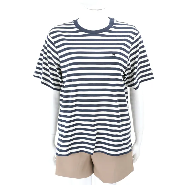 【MaxMara】WEEKEND WKDVENACO 藍白條紋圓領純棉短袖TEE T恤
