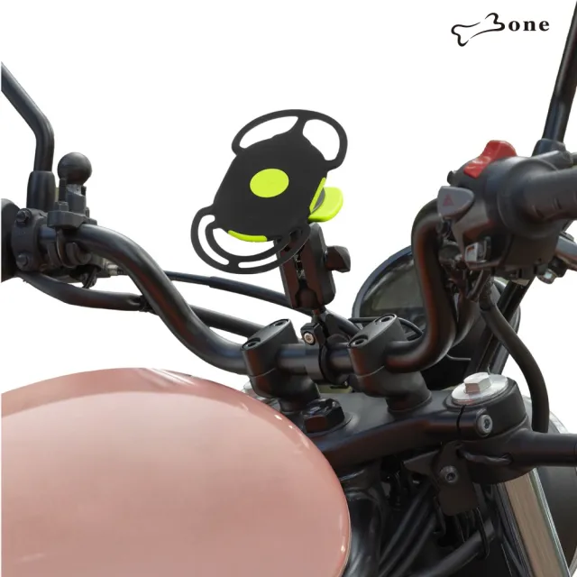 【Bone 蹦克】機車手機綁接3-手把款 (機車手機架/減震/安全鎖定/磁吸/彈力吸震)