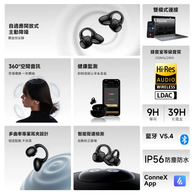 【EDIFIER】LolliClip 開放式降噪耳夾耳機(Hi-Res 錄音室等級/自適應主動降噪)