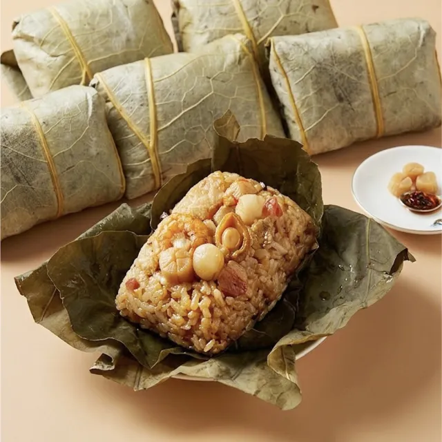 【易牙居】双甡．森活 聯名御品荷葉糯米飯 100gx6入/盒 附提袋(送禮/港點/鮑魚/干貝/中元普渡/拜拜)