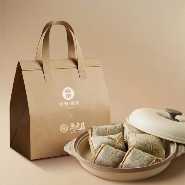 【易牙居】双甡．森活 聯名御品荷葉鮑魚干貝粽 100g/顆 6入/盒 附提袋(肉粽、端午、送禮、港點)