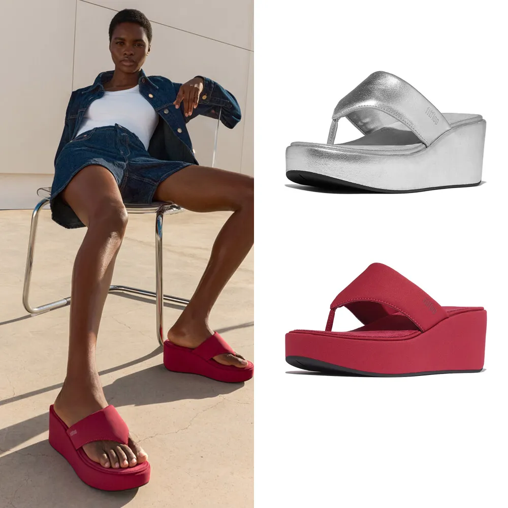 【FitFlop】PLATFFORMS 楔形厚底夾腳涼鞋-女(2色)