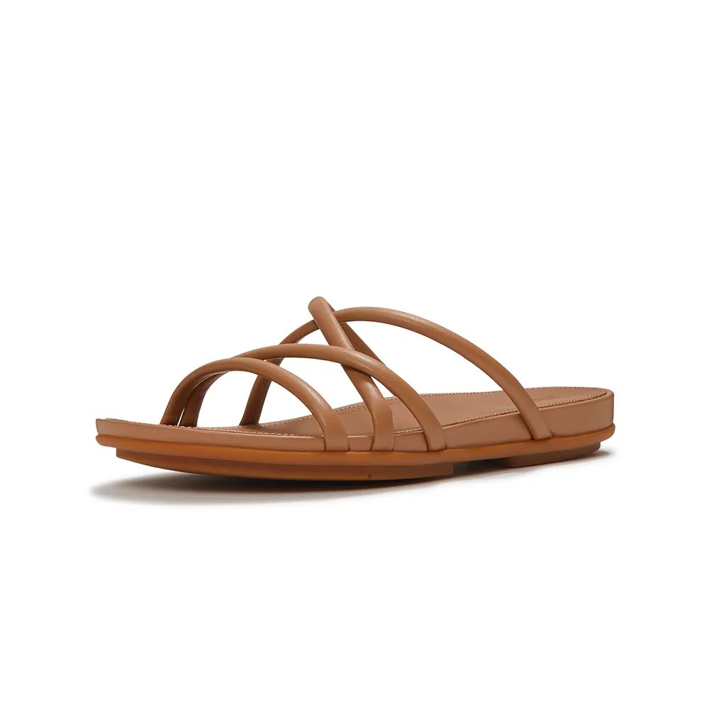 【FitFlop】GRACIE 皮革細帶涼鞋-女(古典棕褐色)