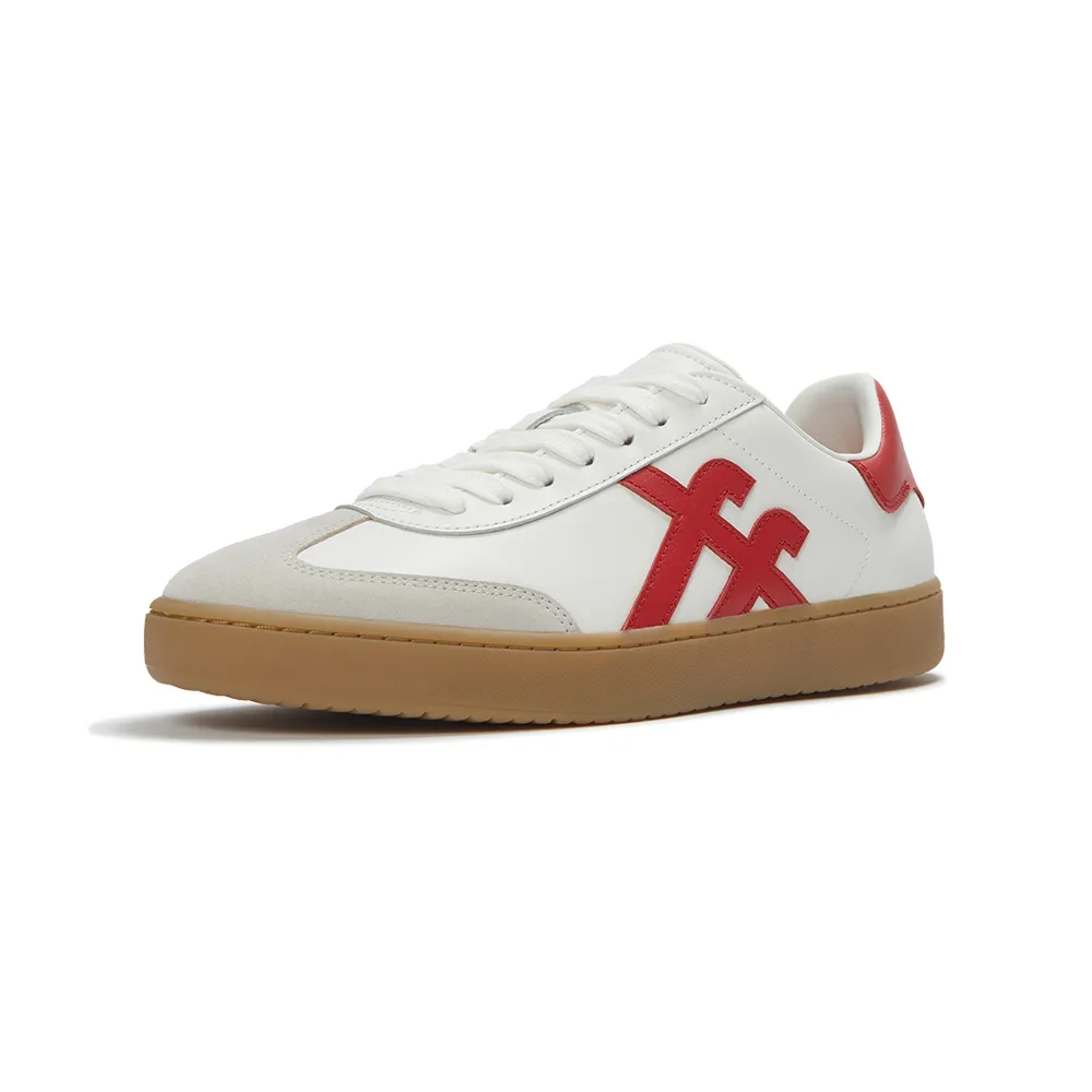 【FitFlop】THE DASH MENS T 字形皮革休閒鞋-男(都會白/石榴紅色)