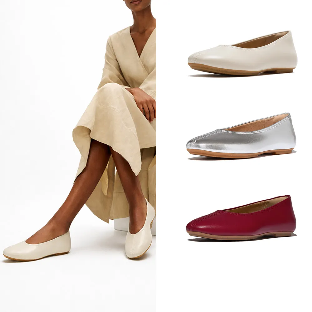 【FitFlop】DELICATO 高包覆柔軟皮革芭蕾舞鞋-女(三色)