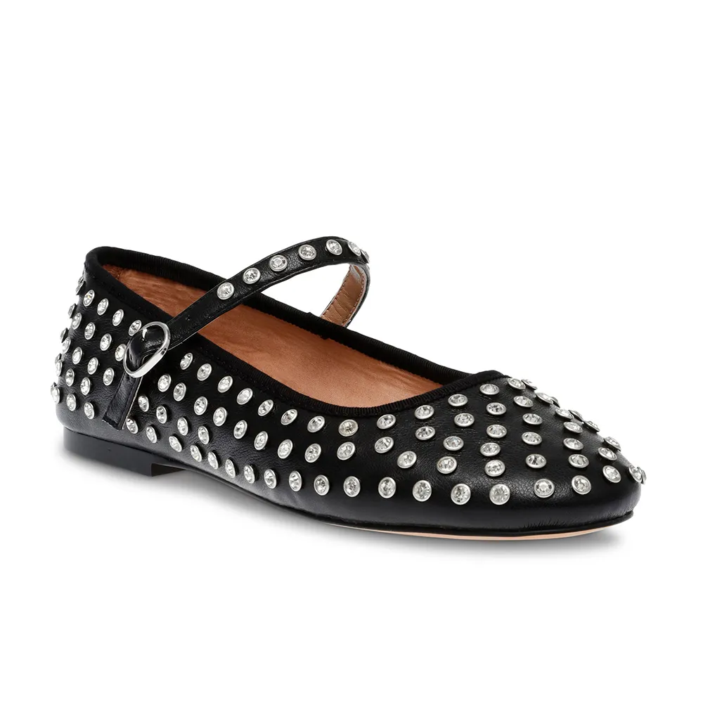 【steve madden】VINETTA-R 鑽面圓頭瑪莉珍鞋(黑色)