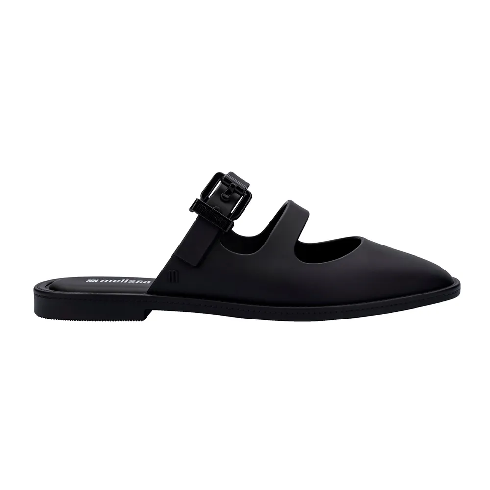【Melissa】個性雙帶方頭涼跟鞋(黑色)