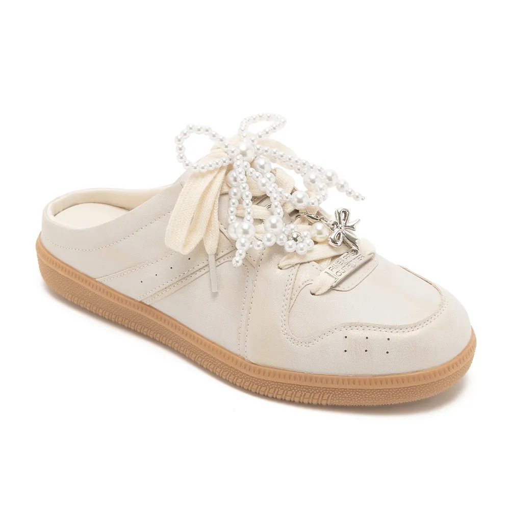 【Pineapple Outfitter】休閒珍珠綁帶穆勒鞋KALIN(杏色)