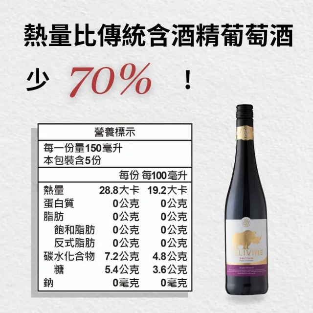 【DELIVINE 德易喝】精選無酒精紅酒 750ml × 6入(風味飲・犀牛・零酒精・葡萄酒脫醇)