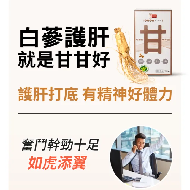 【享食尚】黃金組合甘甘好1盒60粒 健字號護肝認證(黃鐙輝/白蔘/薑黃/馬卡/B群/尾牙/聚餐/送禮)