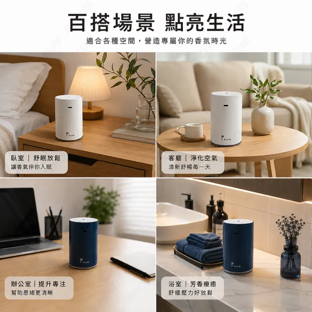 【Karoli 卡蘿萊】買1送3 鋼琴鏡面無水香氛機 舒壓系 薰香機 免加水 擴香儀 香薰 車用香氛 精油擴香(白色)