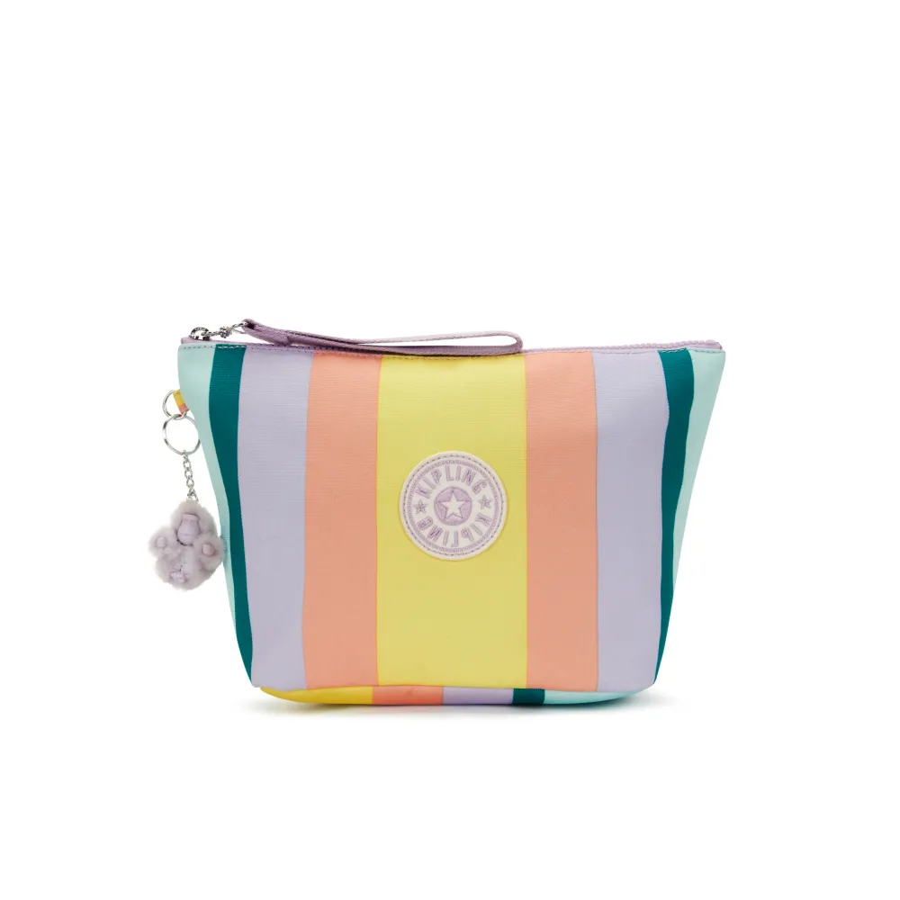 【KIPLING】彩色條紋輕巧化妝包-NAOMI POUCH