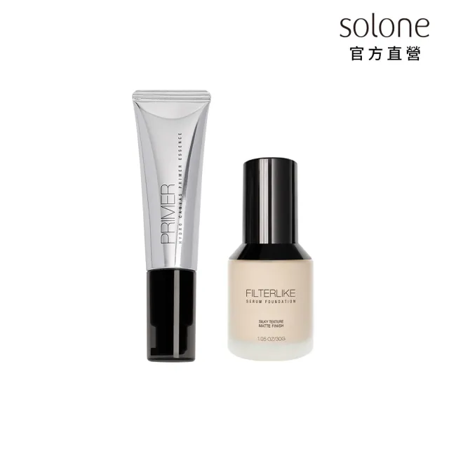 【Solone】明星底妝獨家直降組(柔紗精粹粉底液30g+補水柔焦妝前精華)