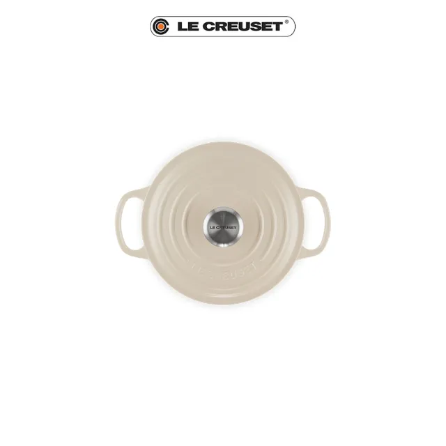 【Le Creuset】盒損福利品_典藏琺瑯鑄鐵鍋圓鍋 18 cm(杏仁奶茶-鋼頭-內鍋白)