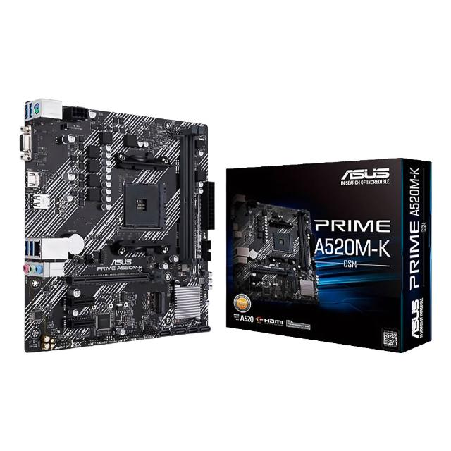 【ASUS 華碩】PRIME A520M-K/CSM 主機板+AMD R5 3400G 代理盒裝 4核 8緒