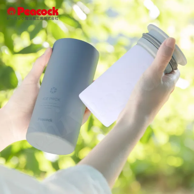 【Peacock 日本孔雀】ICE PACK 戶外急速降溫 消暑神器 大容量 不鏽鋼杯+涼感冰柱 300ml鋼杯