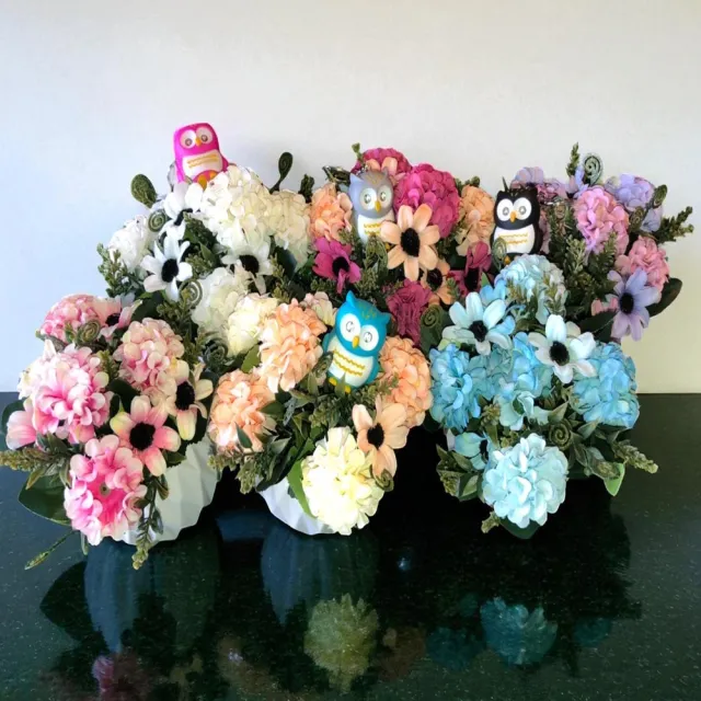 【poko】北歐風 陶瓷桌花 3入組(人造花藝設計 陶瓷杯花 花瓶 桌花 塑膠花瓶 餐桌花瓶 仿真花 假花)