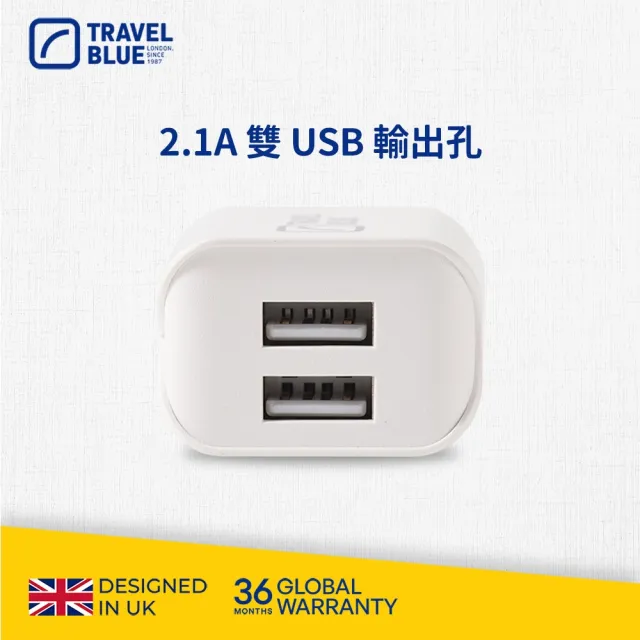 【Travel Blue 藍旅】歐洲USB轉接頭 雙孔 TB961(歐洲轉接頭 USB轉接頭)