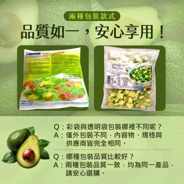 優選商品★ 祕魯進口 冷凍酪梨塊(塊狀/片狀)(500g)_8包組