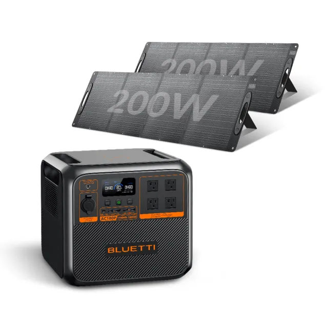 【BLUETTI】1800W電吉拉儲能電源+200W太陽能板+200W太陽能板(戶外行動電源／行動電站／移動電源／露營電源)
