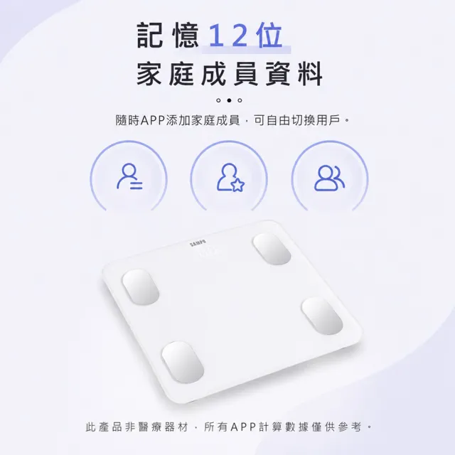 【SAMPO 聲寶】14合1藍牙智能電子體重計/體脂計(BF-Z2205BL)