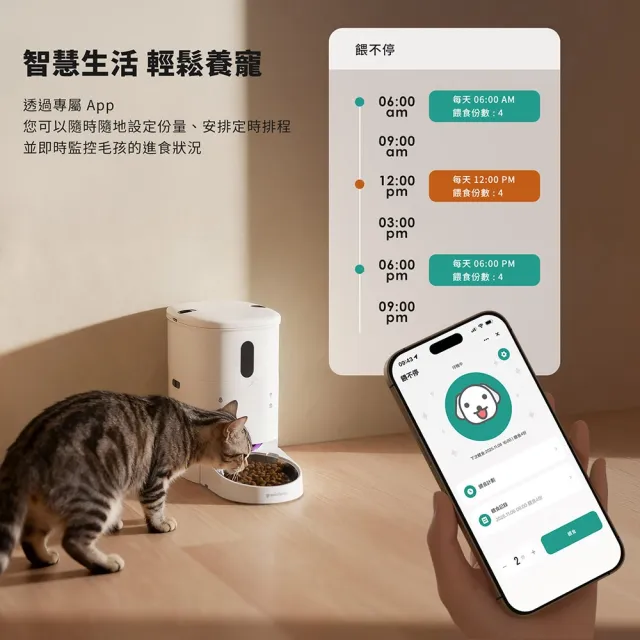 【grantclassic】餵不停 LuxNourish 貓狗自動餵食器 AI萌寵版 雙碗組合(雙向視訊 雙碗套餐 官方直營)
