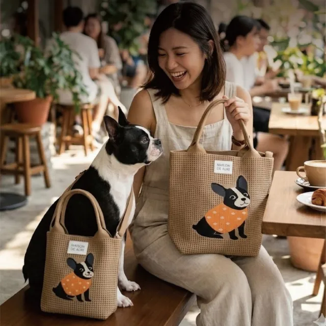 【MAISON DE AURI】雙11 Trunk Grande Frenchie|法鬥點點 大提包 / 厚針織
