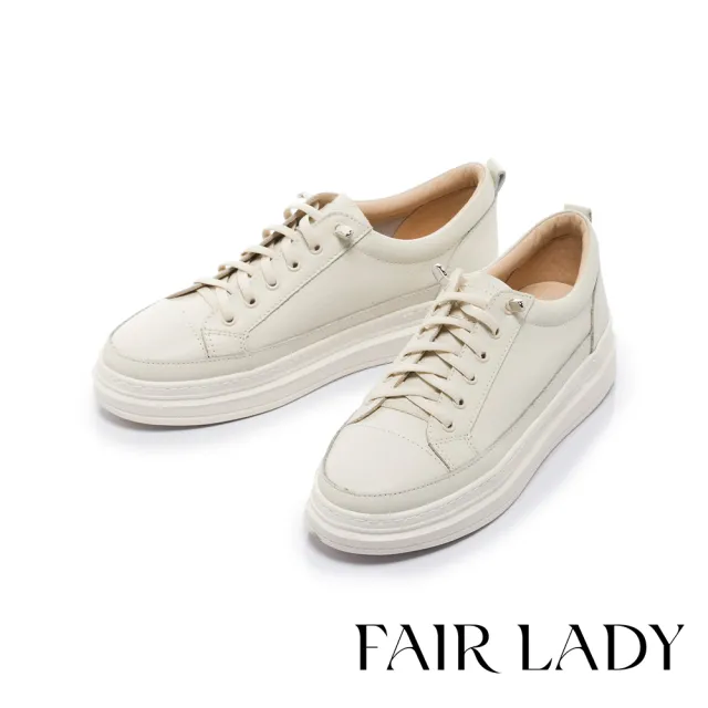 【FAIR LADY】軟實力 簡約拼色免綁帶厚底都會休閒鞋(白/503188 女鞋)