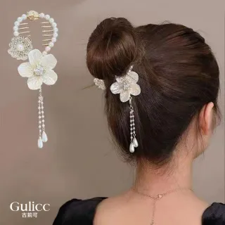 【Gulicc 古莉可】馬尾扣 氣質流蘇 花朵馬尾夾(7夕情人節 生日 髮飾 頭飾 流蘇)